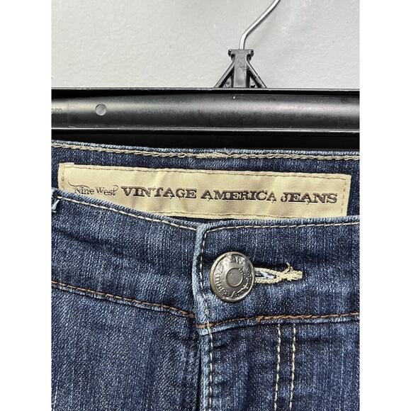 Nine West Vintage America Jeans Womens 8 Boho Crop Mid Rise Denim Medium Wash - Picture 5 of 8